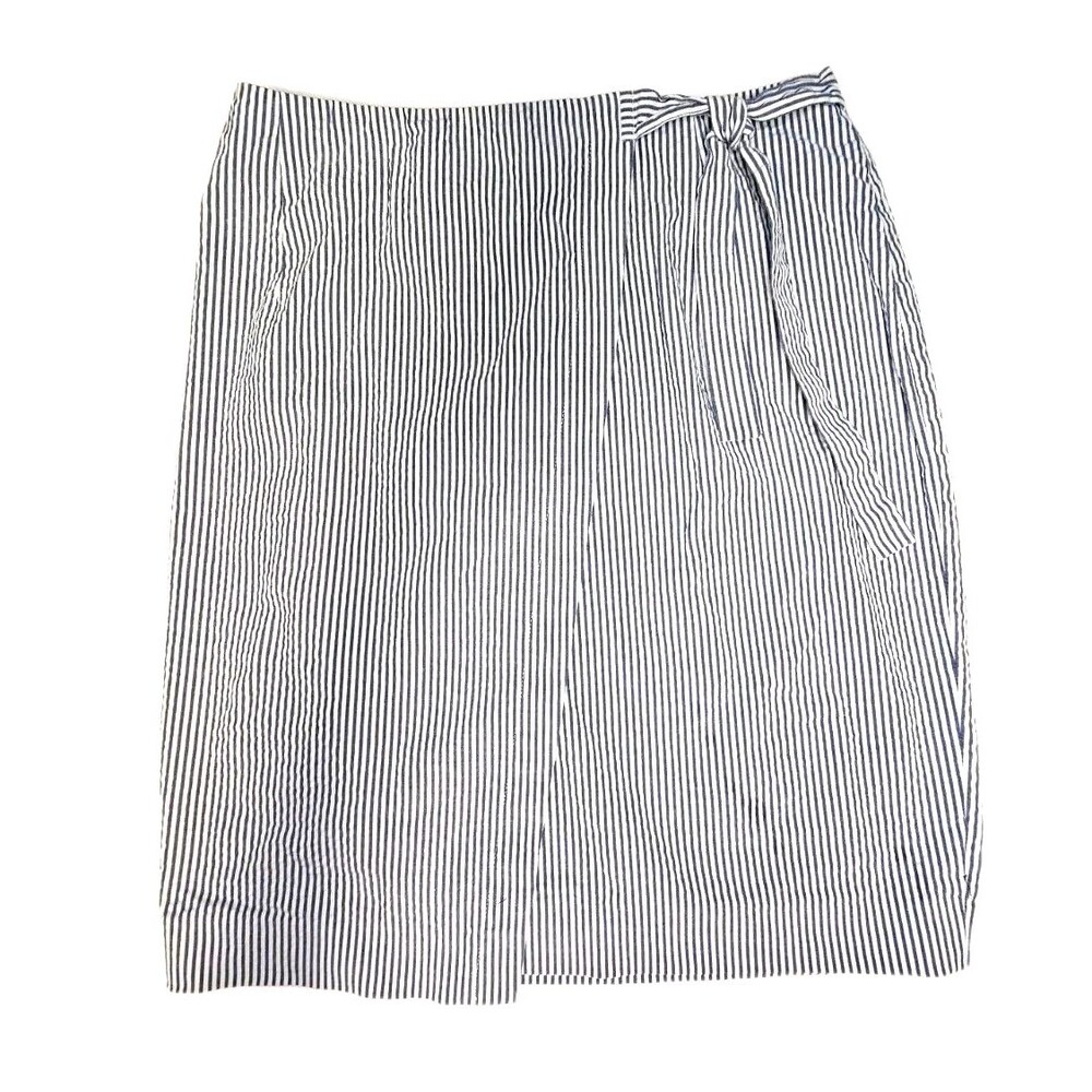 Brooks Brothers Red Fleece Coastal Seersucker Skort Blue White Stripe Size 0
